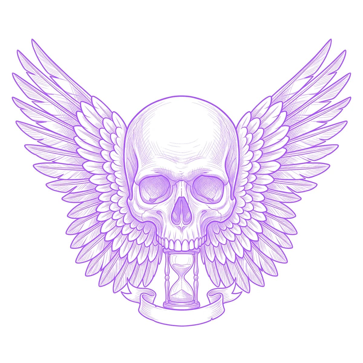 Winged Skull Tattoo Stencil