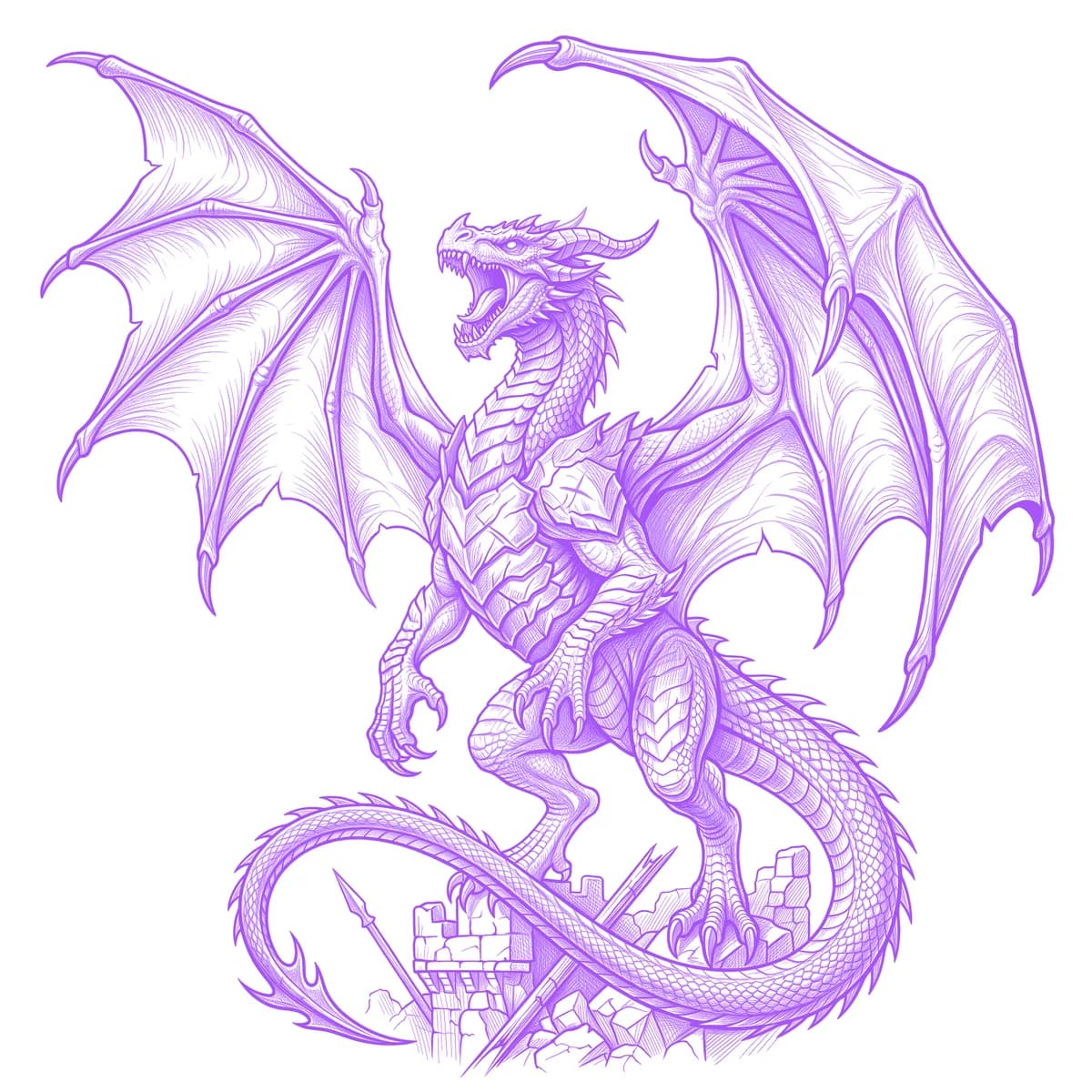 Wyvern Tattoo Stencil