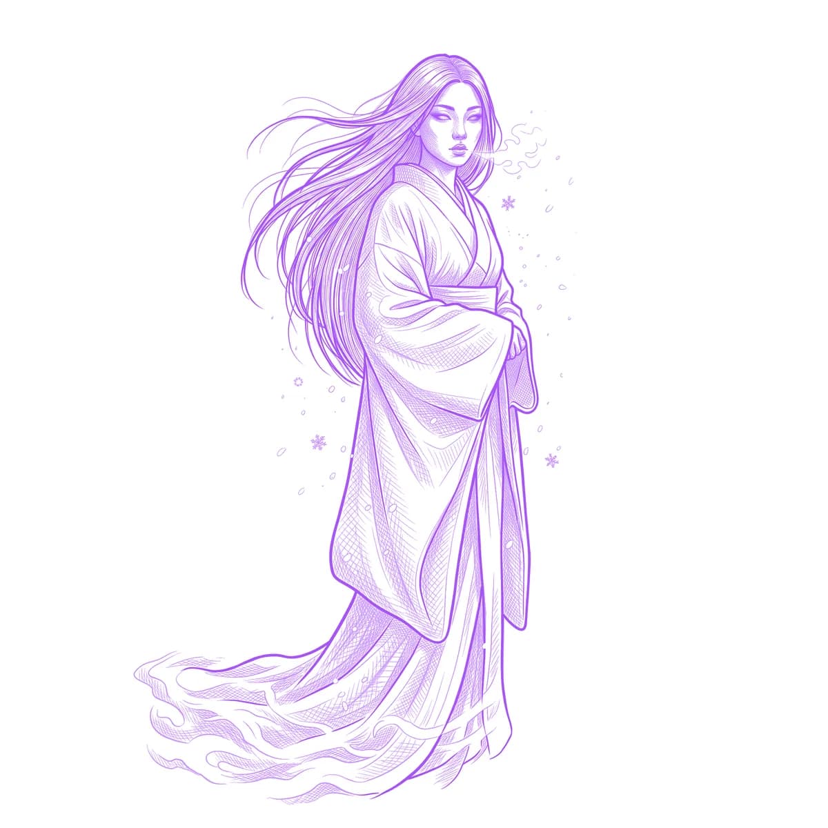 Yuki-onna Tattoo Stencil